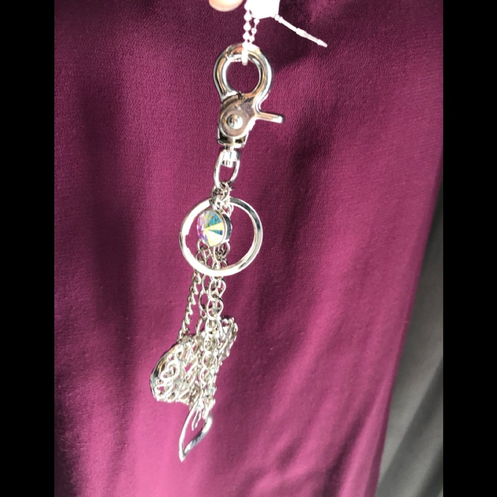 Hearts Silver Tone Keychain